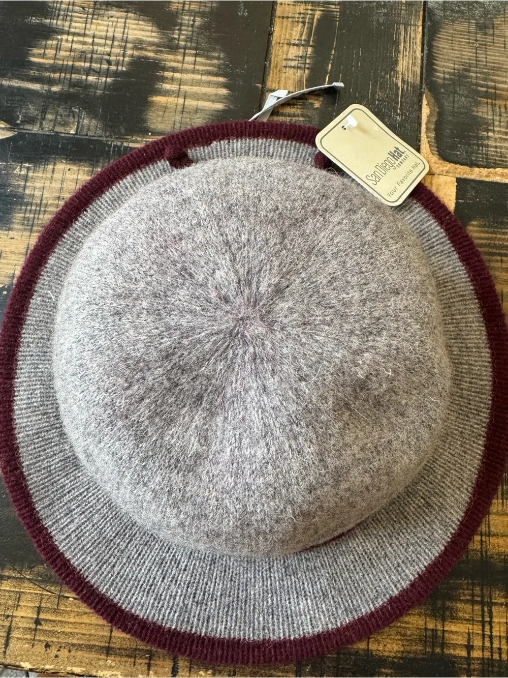 San Diego Hat Co. Heather Gray & Burgundy Wool Cloche Hat kids